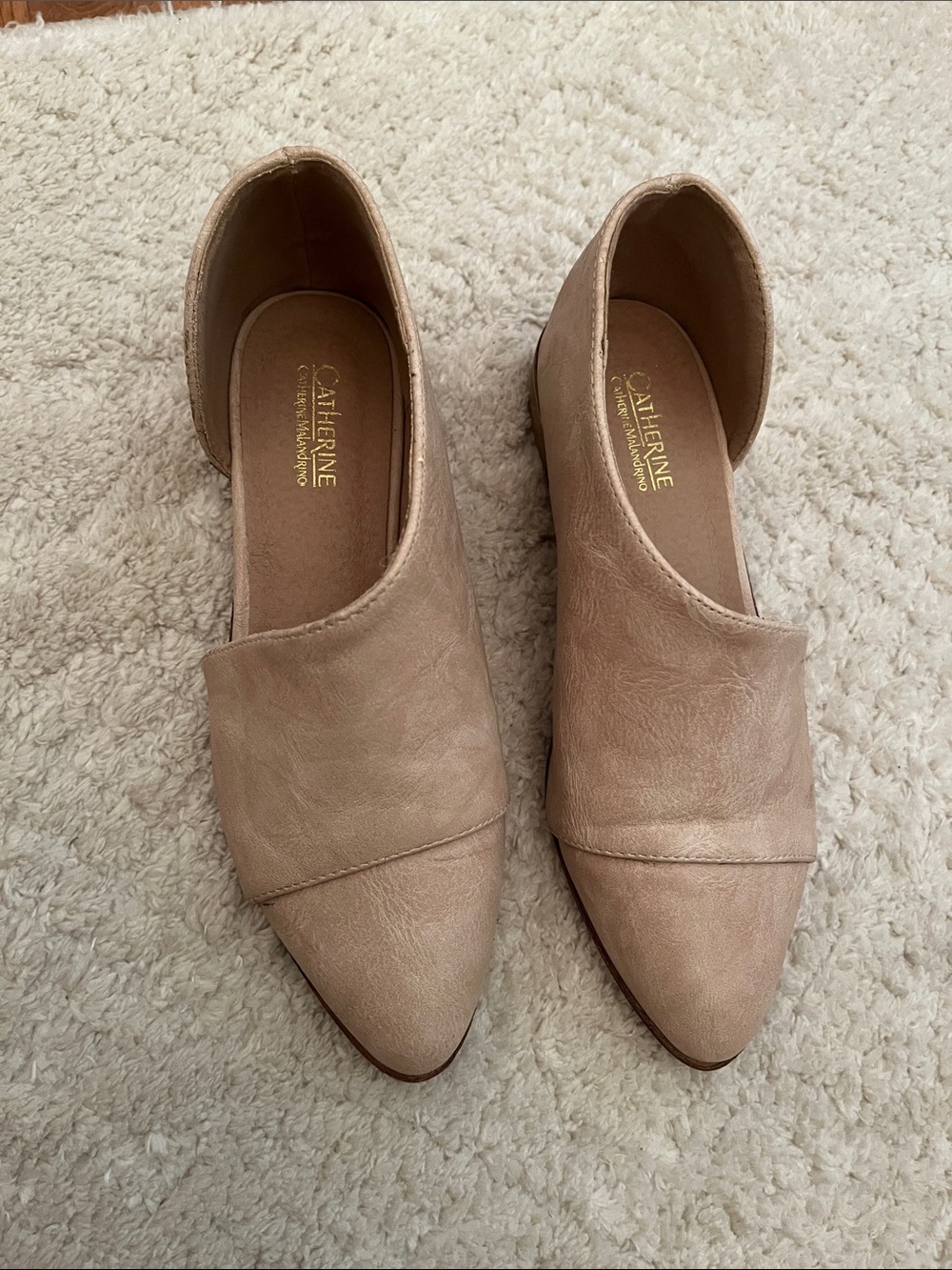 Catherine Malandrino Taupe Swan Pointed Toe Flats